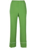 No21 Cropped Pyjama Style Trousers - Green