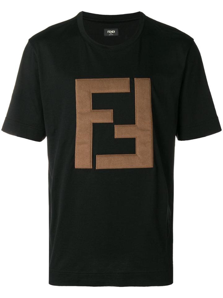 Fendi Embroidered Ff Logo T-shirt - Black
