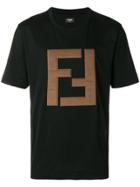 Fendi Embroidered Ff Logo T-shirt - Black