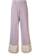 Tu Es Mon Trésor Floral Embroidered Jeans - Purple
