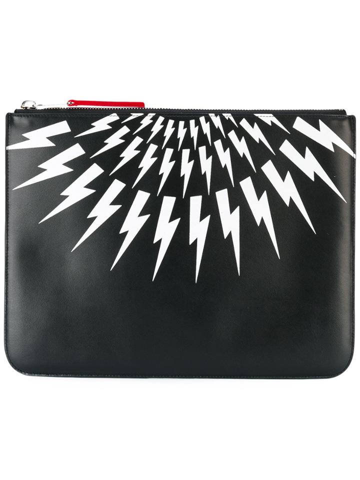 Neil Barrett Lightning Print Pouch - Black