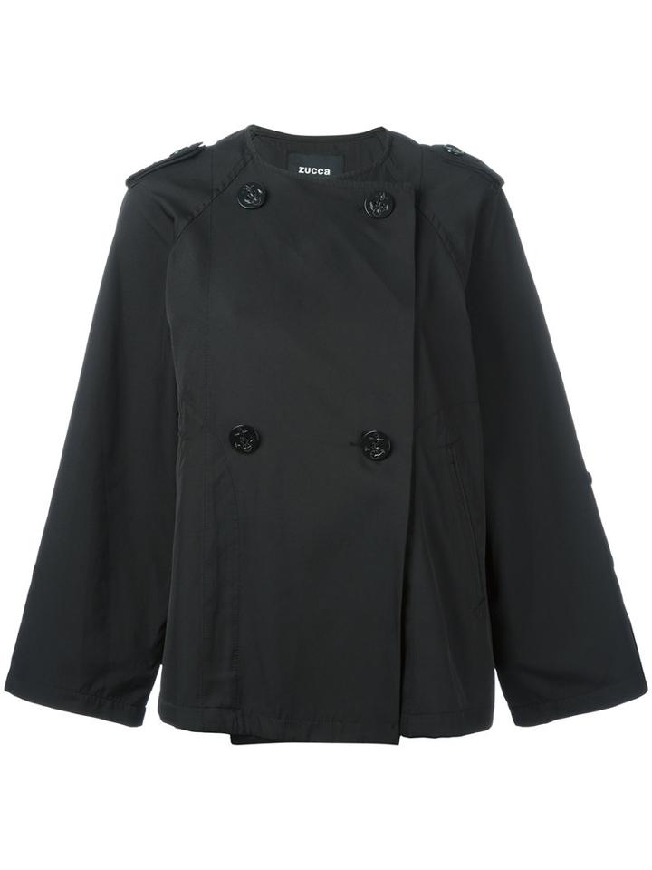 Zucca Double Breasted Jacket, Women's, Black, Polyester