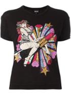 Just Cavalli 'pin Up' Print T-shirt, Women's, Size: Large, Black, Cotton/polyester/viscose