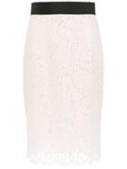 Dolce & Gabbana Floral Lace Straight Skirt - White