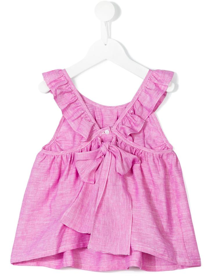 Little Bear - Ruffled Neck Dress - Kids - Linen/flax - 10 Yrs, Pink/purple