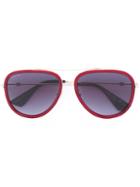 Gucci Eyewear Aviator Metal Temple Sunglasses, Women's, Size: 57, Red, Acetate/metal