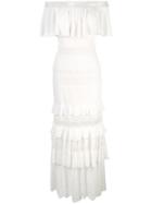 Tadashi Shoji Bardot Frill Maxi Dress - White