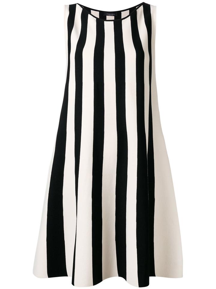 Roberto Collina - Striped Flared Dress - Women - Polyester/viscose - M, Black, Polyester/viscose