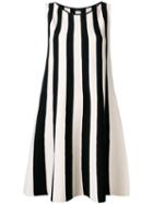 Roberto Collina - Striped Flared Dress - Women - Polyester/viscose - M, Black, Polyester/viscose