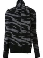 Edun Jacquard Draped Wrap Sweater, Women's, Size: Medium, Black, Wool/merino