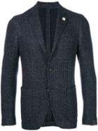 Lardini - Dogtooth Two Button Blazer - Men - Cotton/linen/flax/polyester/wool - 52, Blue, Cotton/linen/flax/polyester/wool