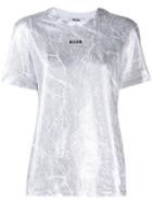 Msgm Cracked Metallic T-shirt - Silver