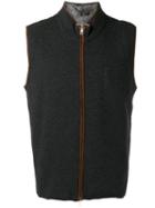 N.peal Zip Up Gilet, Men's, Size: Large, Grey, Rabbit Fur/suede/cashmere
