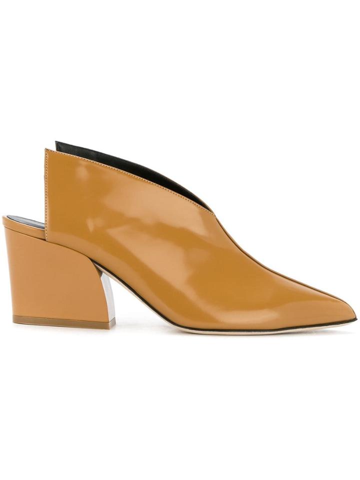 Tibi Owen Chunky Heel Mules - Brown