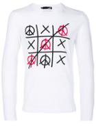Love Moschino - Noughts And Crosses Long Sleeve Top - Men - Cotton/spandex/elastane - L, White, Cotton/spandex/elastane