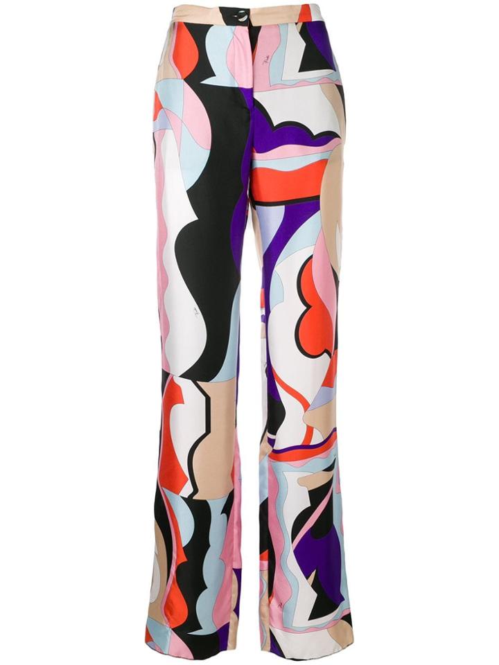 Emilio Pucci Multicoloured Flared Trousers - Blue
