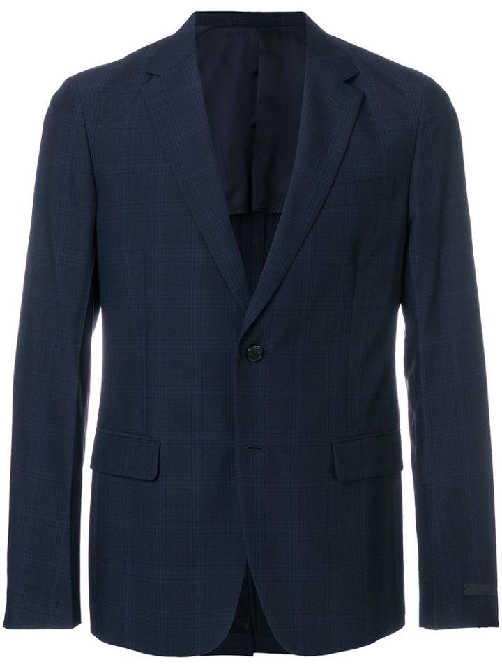 Prada Classic Checked Blazer - Blue