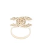 Chanel Pre-owned 2016 Rhinestone Cc Logo Ring - Silver