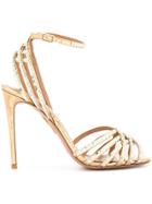 Aquazzura Sequin Strappy Sandals - Gold