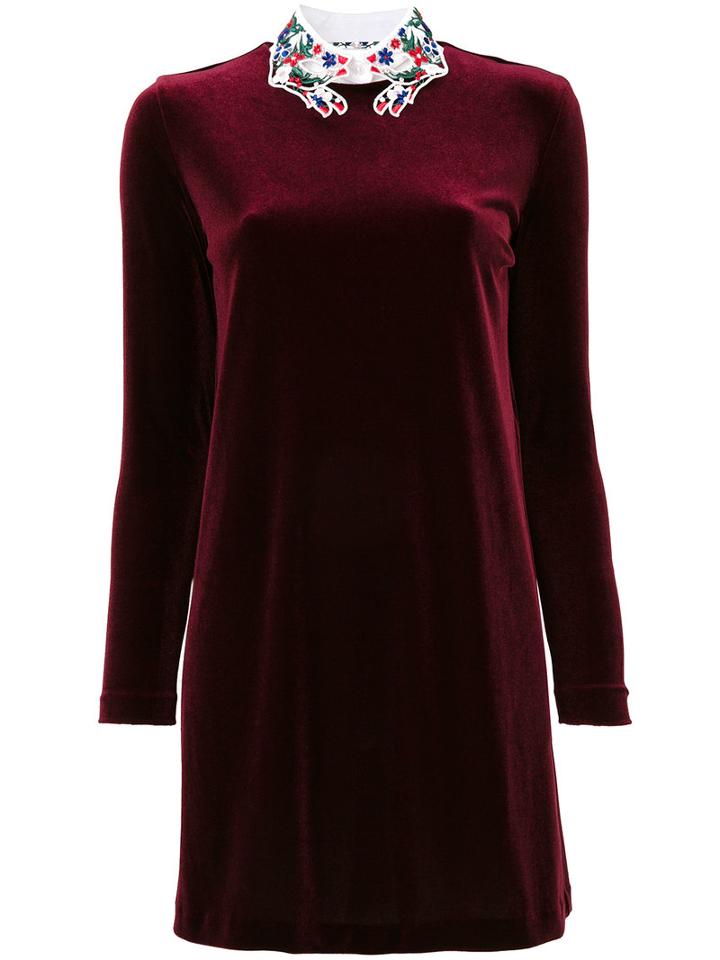 Vivetta - Stylized Collar Dress - Women - Polyester/viscose - 38, Red, Polyester/viscose