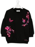 John Galliano Kids Teen Floral Embroidered Sweatshirt - Black
