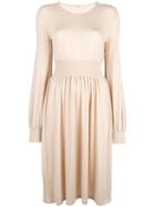 Agnona Gathered Waist Dress, Women's, Size: 42, Pink/purple, Wool