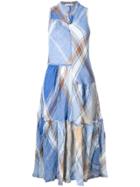Stefano Mortari Flared Checked Dress - Blue