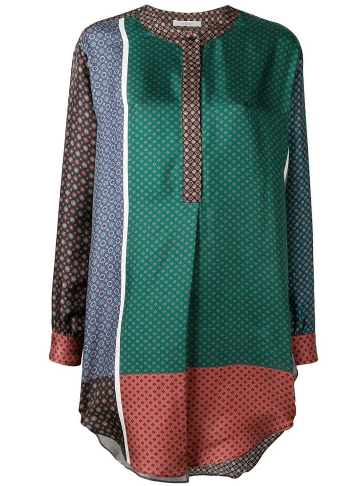 Dusan Scarf Print Asymmetric Blouse - Green