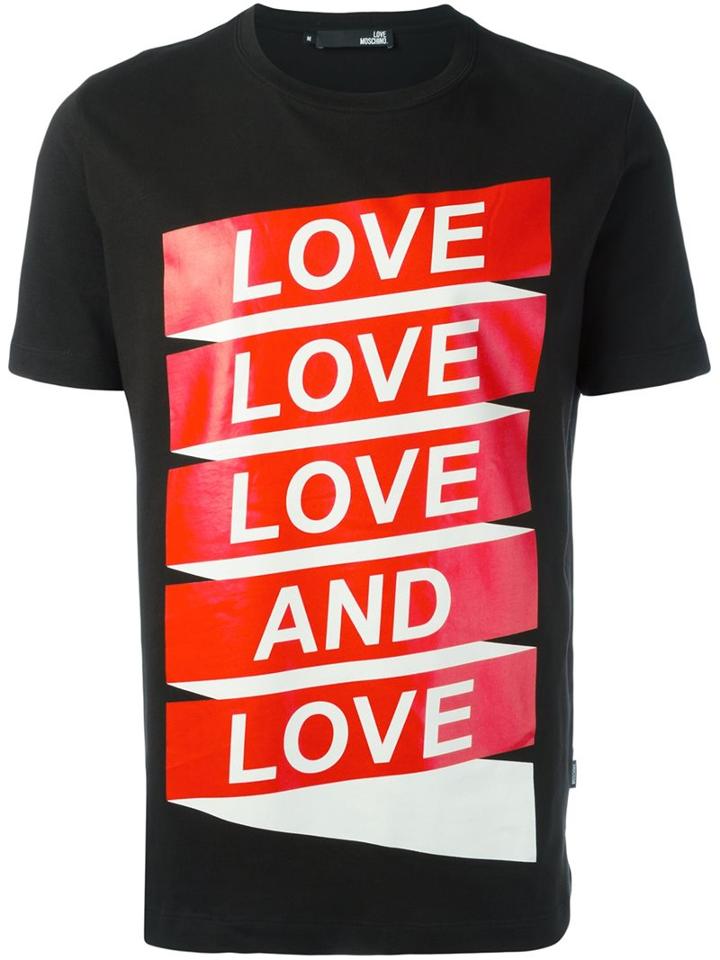 Love Moschino Logo Print T-shirt, Men's, Size: Small, Black, Cotton