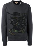 Burberry Crew Neck Sweatshirt, Men's, Size: Medium, Grey, Cotton/lamb Skin