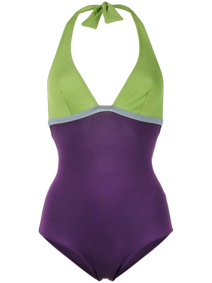 Laura Urbinati - Halterneck Swimsuit - Women - Polyamide/spandex/elastane - 44, Pink/purple, Polyamide/spandex/elastane
