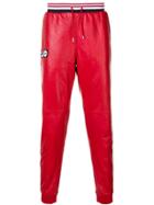 Schott Luigi Leather Jogging Pants - Red
