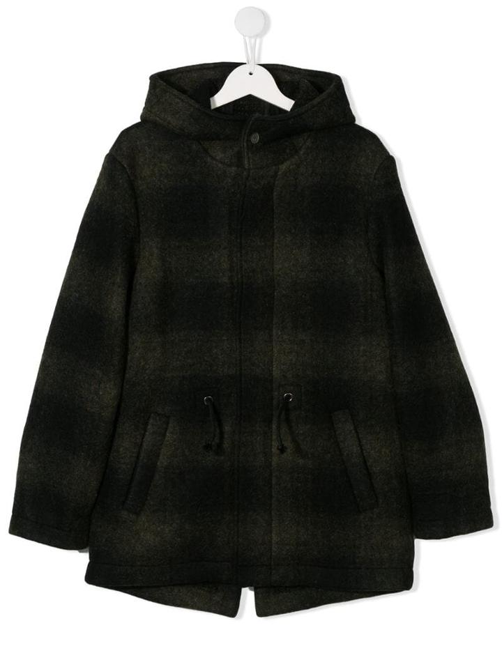 Paolo Pecora Kids Teen Checked Parka Coat - Green