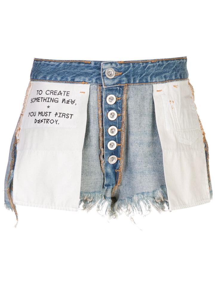 Unravel Project Destroyed Denim Shorts - Blue
