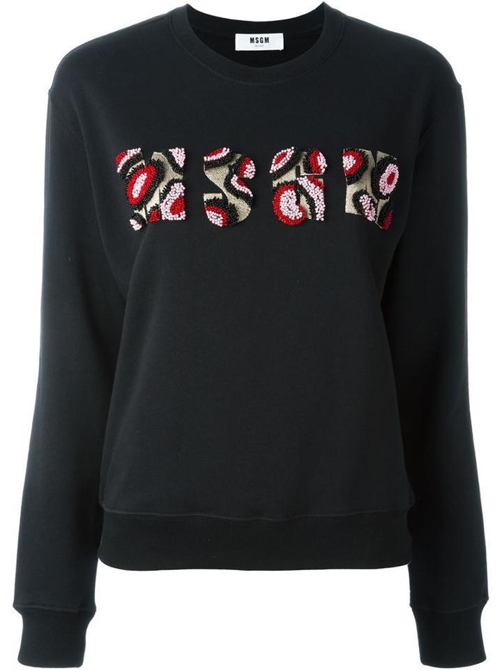 Msgm Front Logo Sweatshirt, Women's, Size: Xs, Black, Cotton