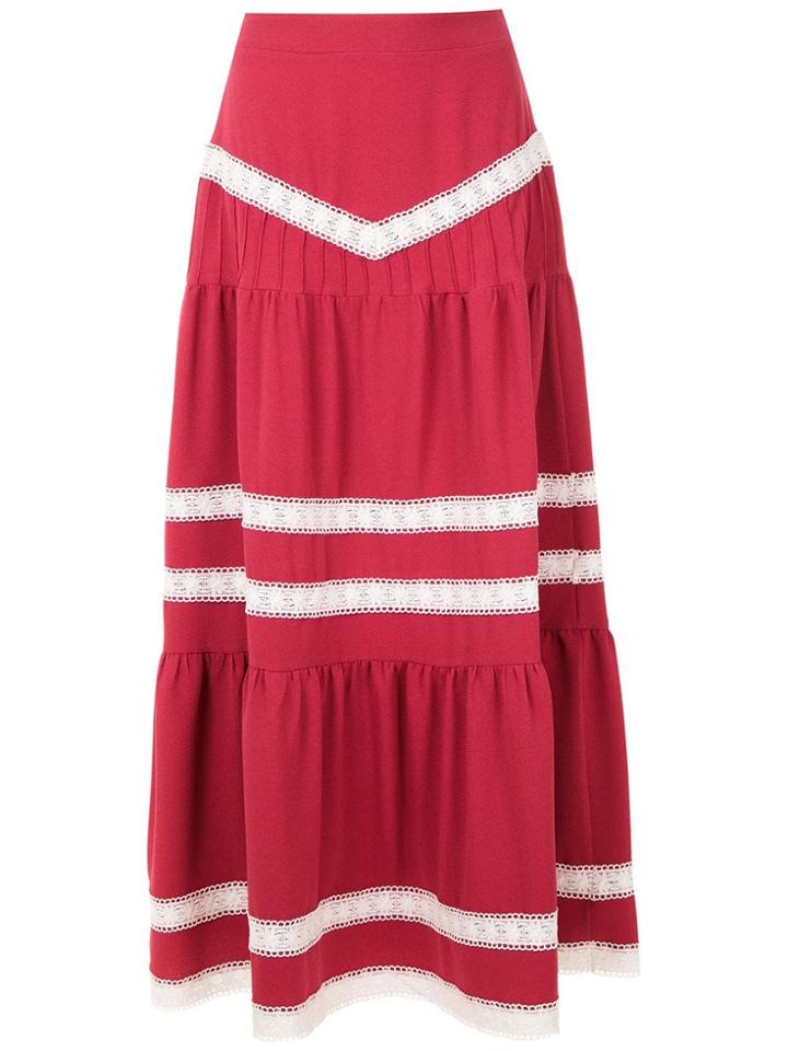 Martha Medeiros Nervuras Midi Skirt - Red