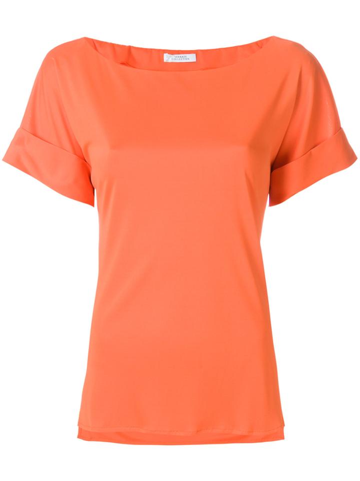 Versace Collection Structured Satin Blouse - Yellow & Orange