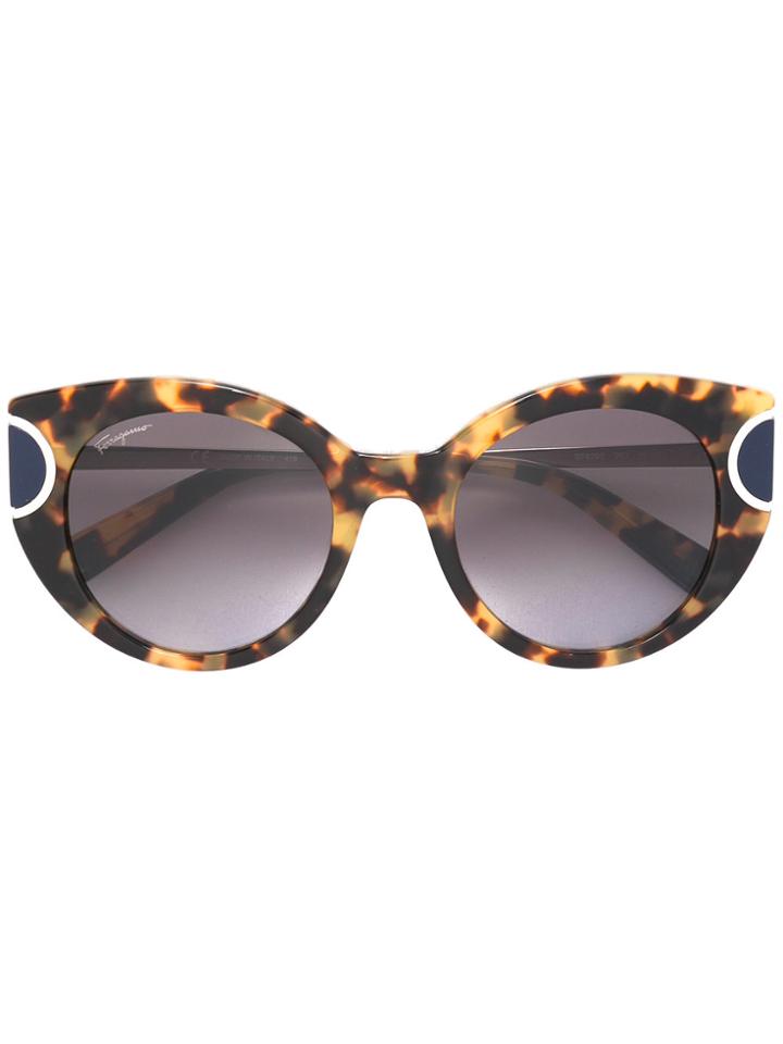 Salvatore Ferragamo Eyewear Tortoiseshell Cat Eye Sunglasses - Brown