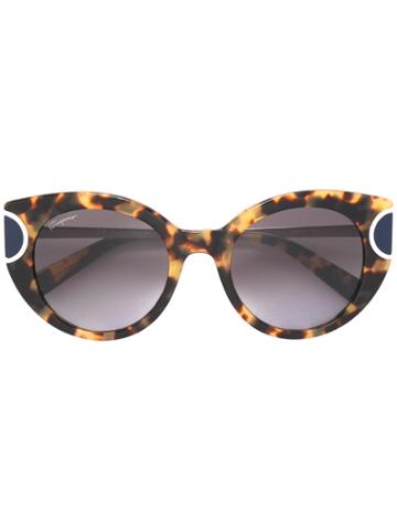Salvatore Ferragamo Eyewear Tortoiseshell Cat Eye Sunglasses - Brown