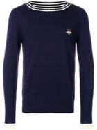 Gucci Bee Embroidered Boat Neck Sweater - Blue