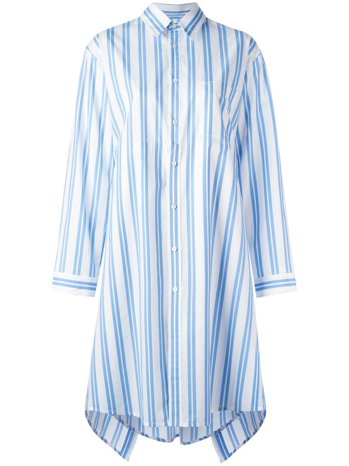 Balenciaga Striped Shirt Dress, Women's, Size: 38, White, Cotton