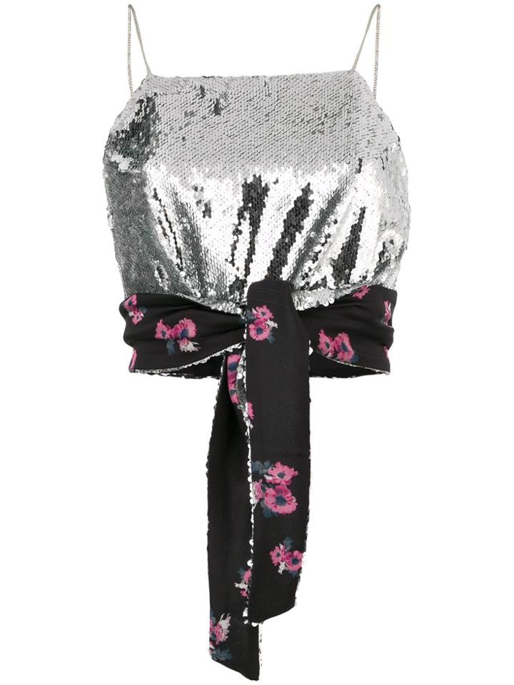Racil Sequin Embellished Cropped Top - Silver