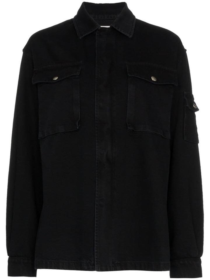 Valentino Two Pocket Logo Print Denim Jacket - Black