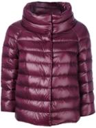 Herno - Three-quarters Sleeve Puffer Jacket - Women - Cotton/polyamide/acetate/goose Down - 44, Red, Cotton/polyamide/acetate/goose Down