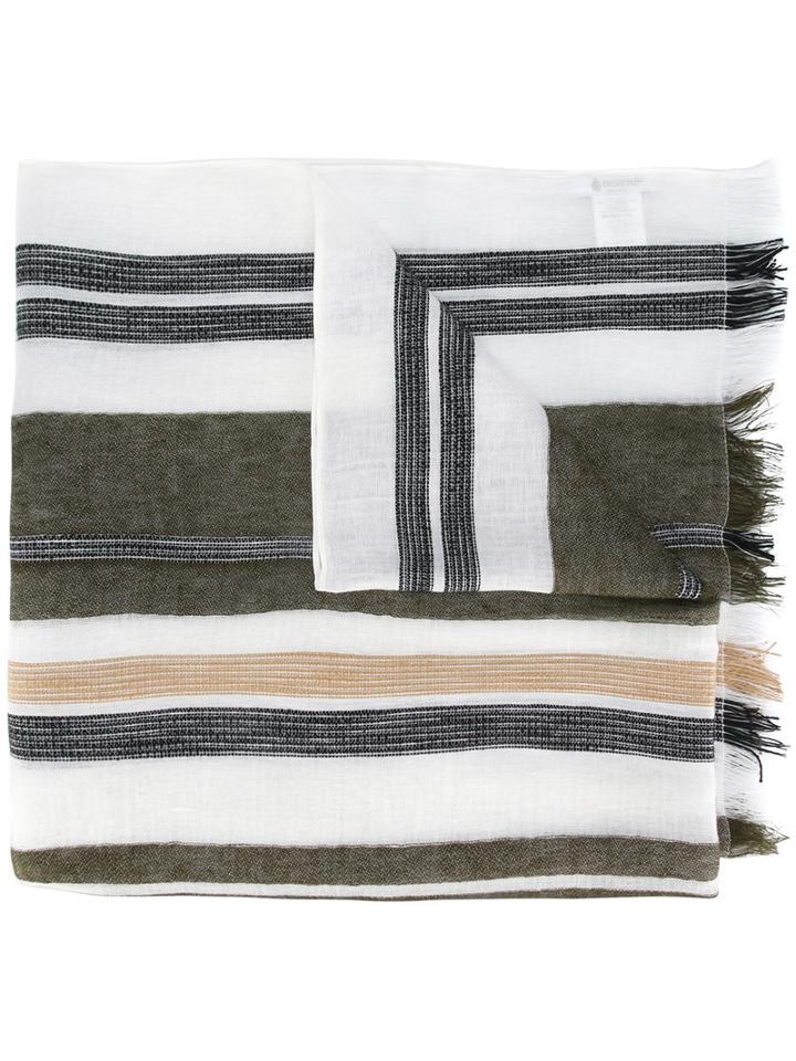 Dondup Striped Scarf, Men's, Brown, Cotton/linen/flax/viscose