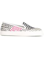 Giuseppe Zanotti Design Studded Slip-on Sneakers, Women's, Size: 38.5, White, Leather/metal Other/rubber