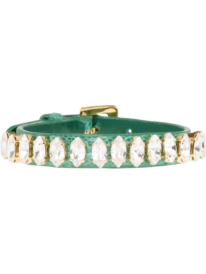 Miu Miu Crystal-embellished Bracelet - Green