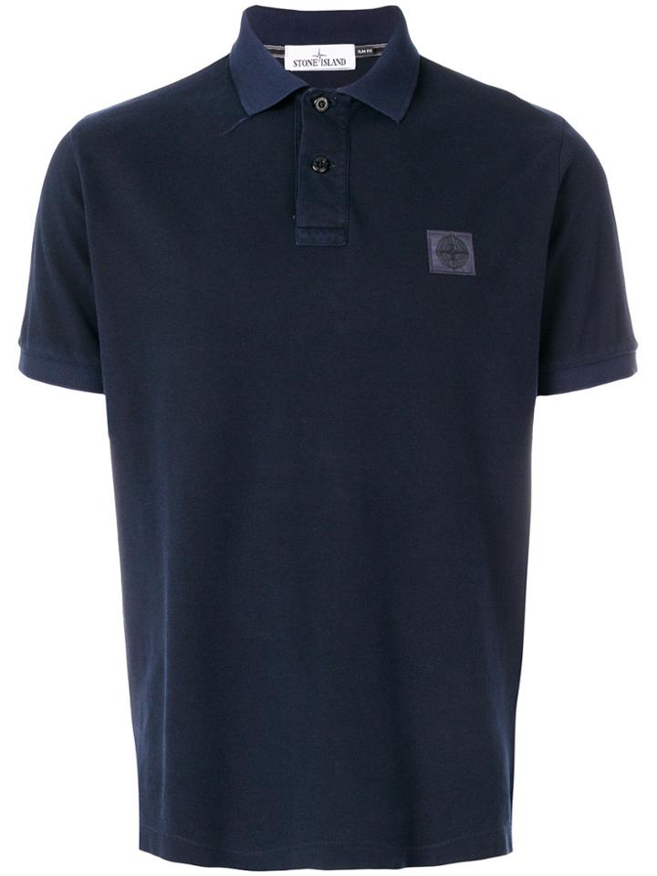 Stone Island Logo Detail Polo Shirt - Blue