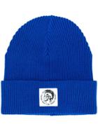 Diesel Front Logo Knitted Hat - Blue