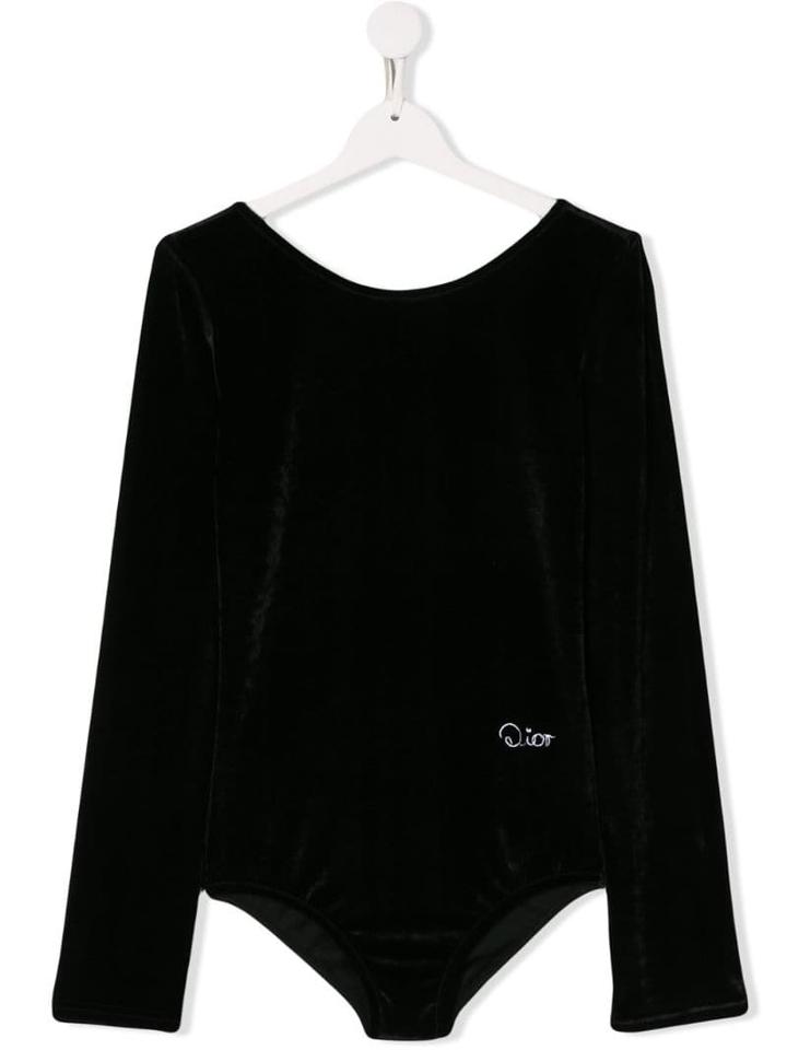 Baby Dior Teen Velvet-effect Bodysuit - Black